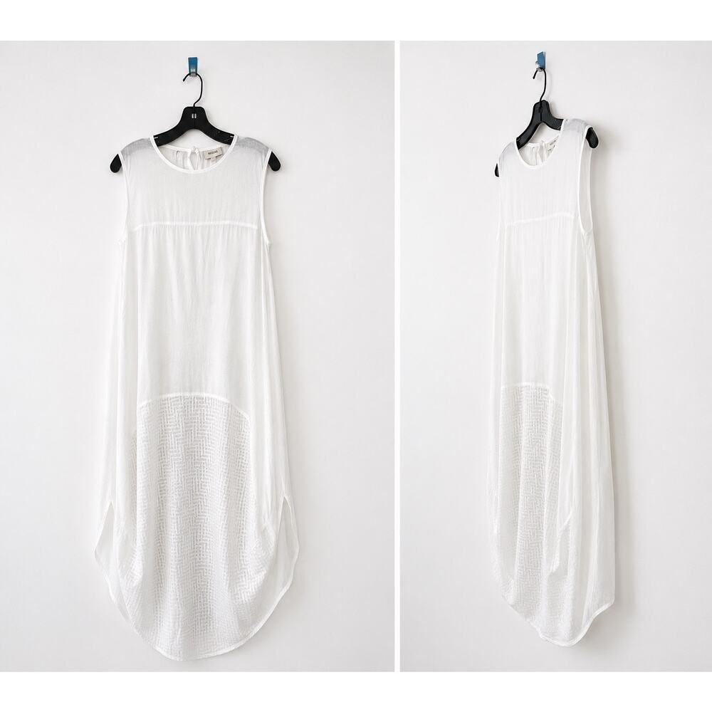 koch kenyan silk cotton tie waist mixed media maxi dress Small